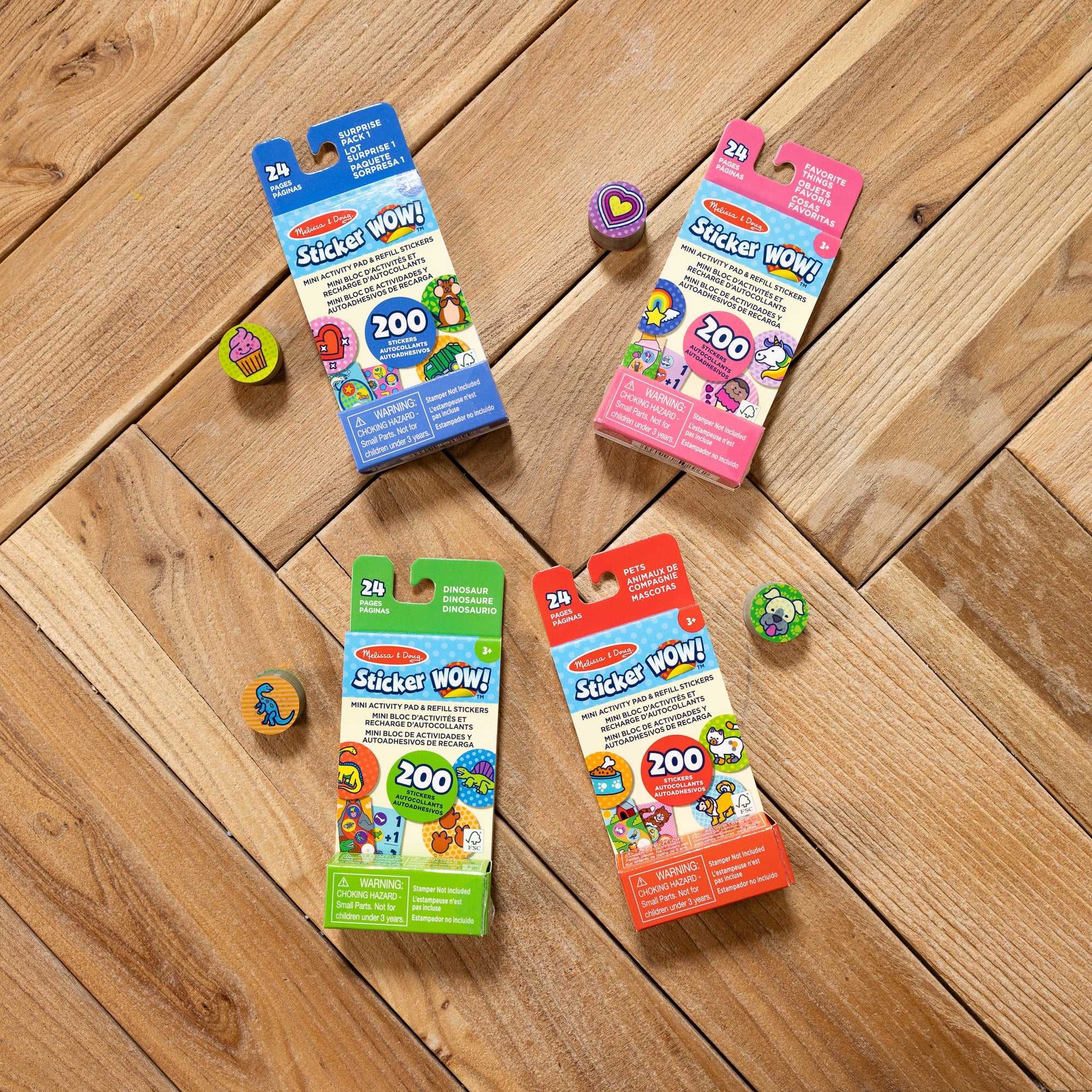 Sticker WOW!™ Mini Activity Pad and Refill Stickers 4-Pack (Dinosaur, Pets, Favorite Things, Surprise Pack 1) - Stamper Not Included