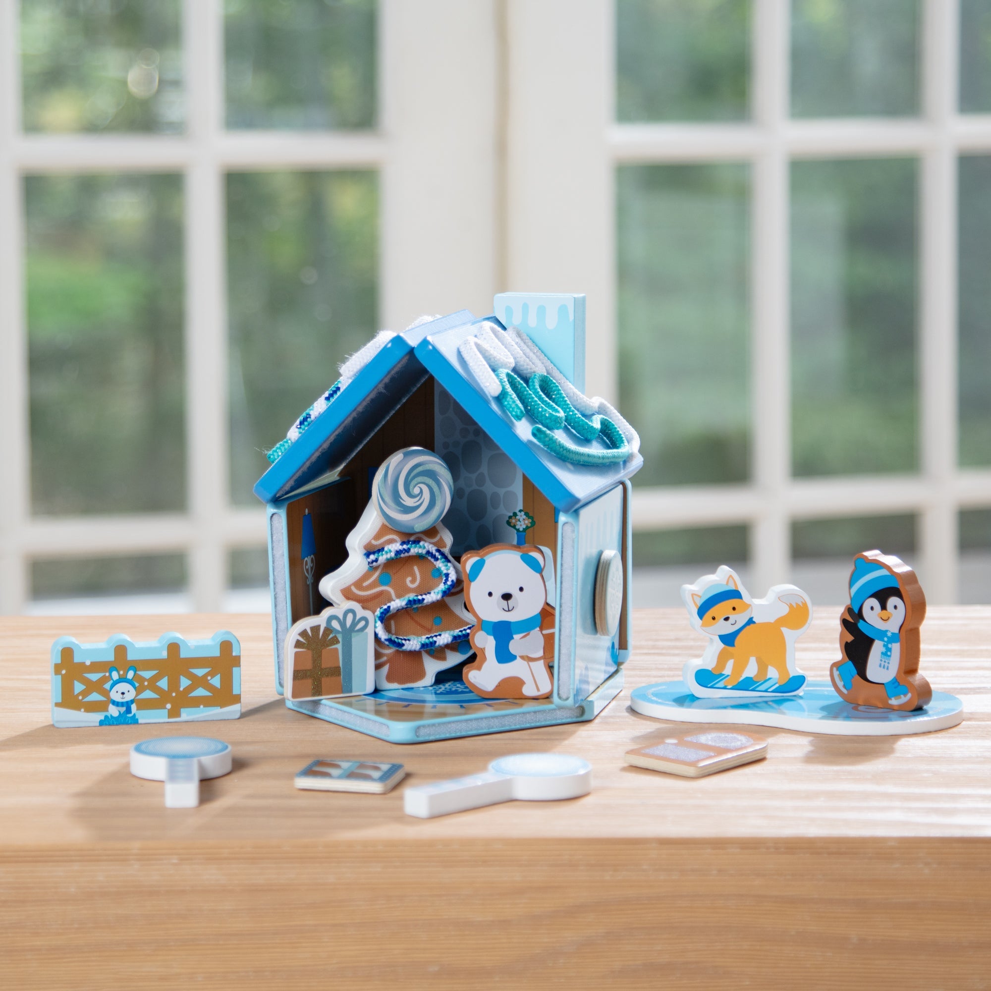 Wooden Gingerbread House Play Set – Winter Frost