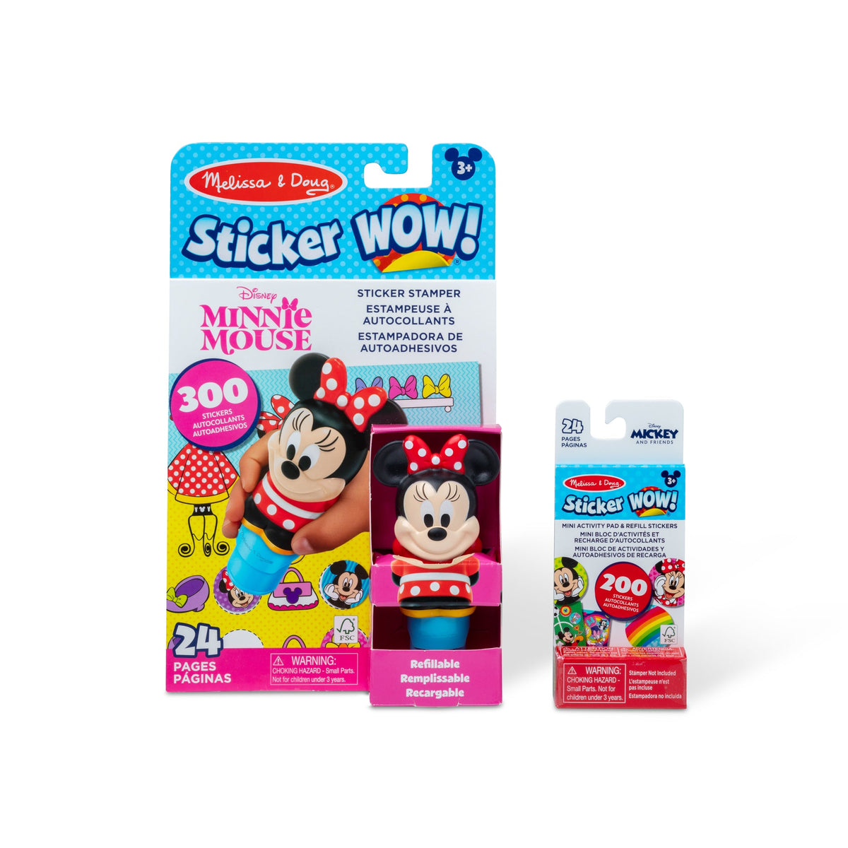 Sticker WOW!™ Disney Minnie Mouse Bundle: Activity Pad & Sticker Stamper + Mini Activity Pad and 200 Refill Stickers