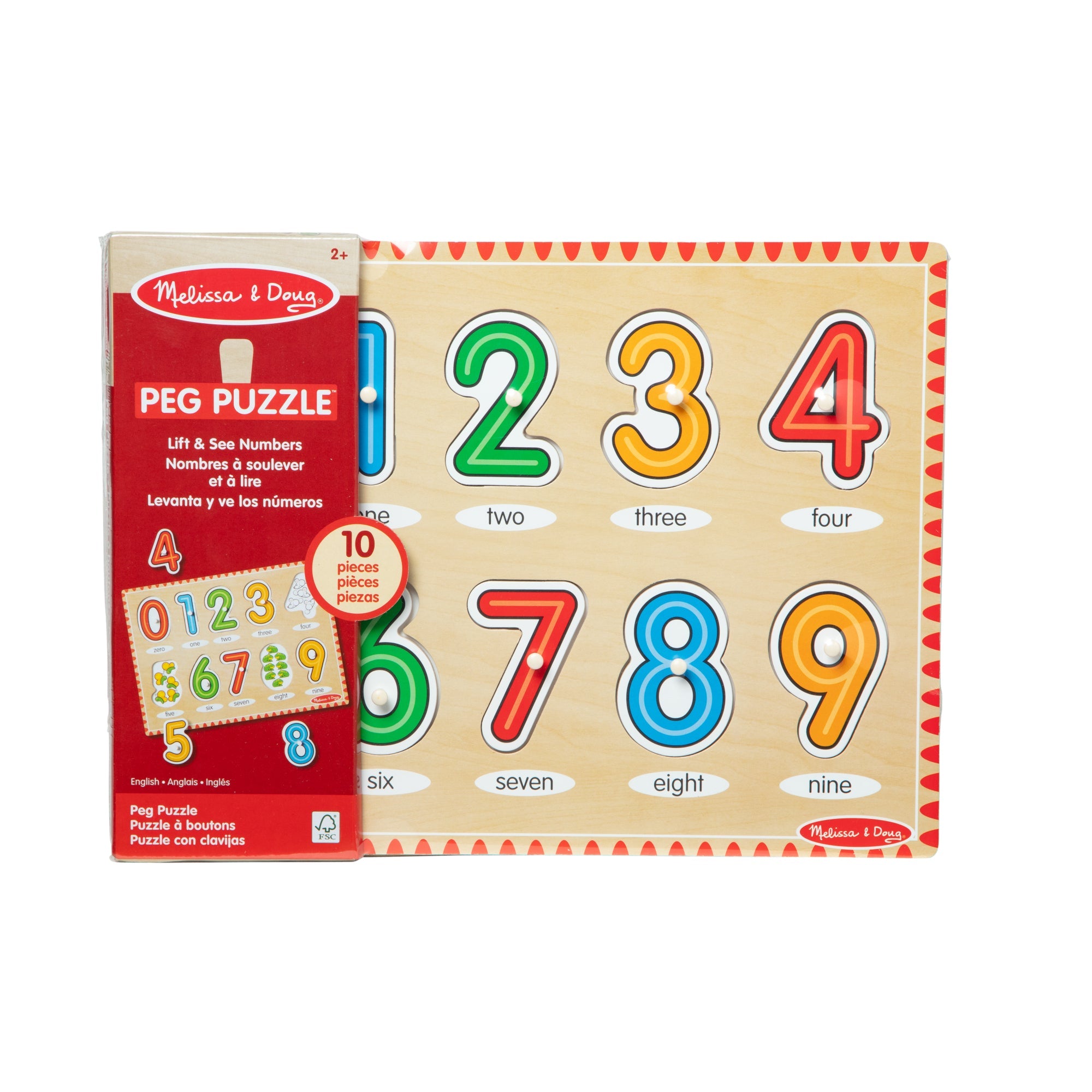 Lift & See Numbers Peg Puzzle - 10 Pieces