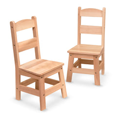 Pair of Solid Wood Chairs 2-Piece Set