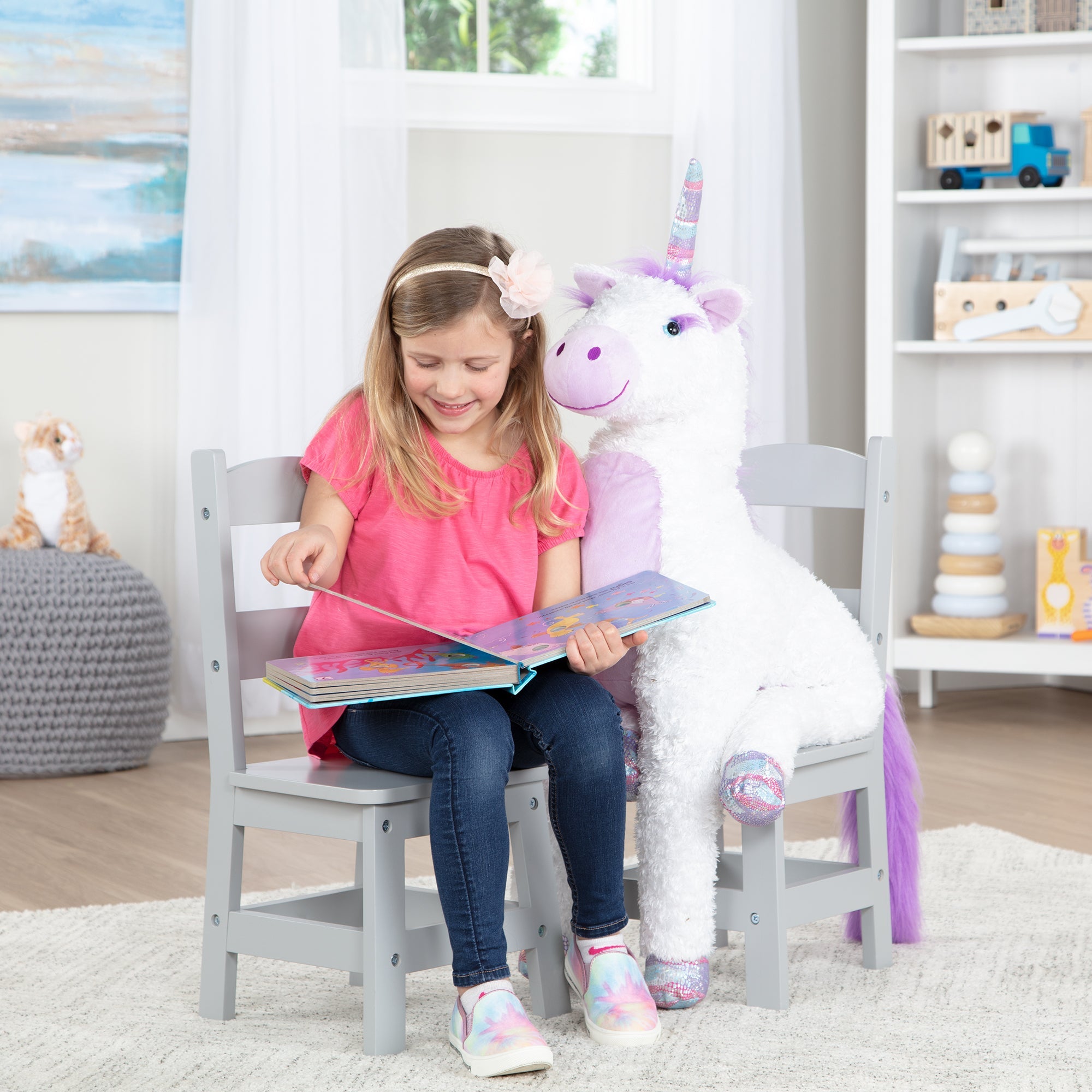 Child's Wooden Chair Pair – Gray