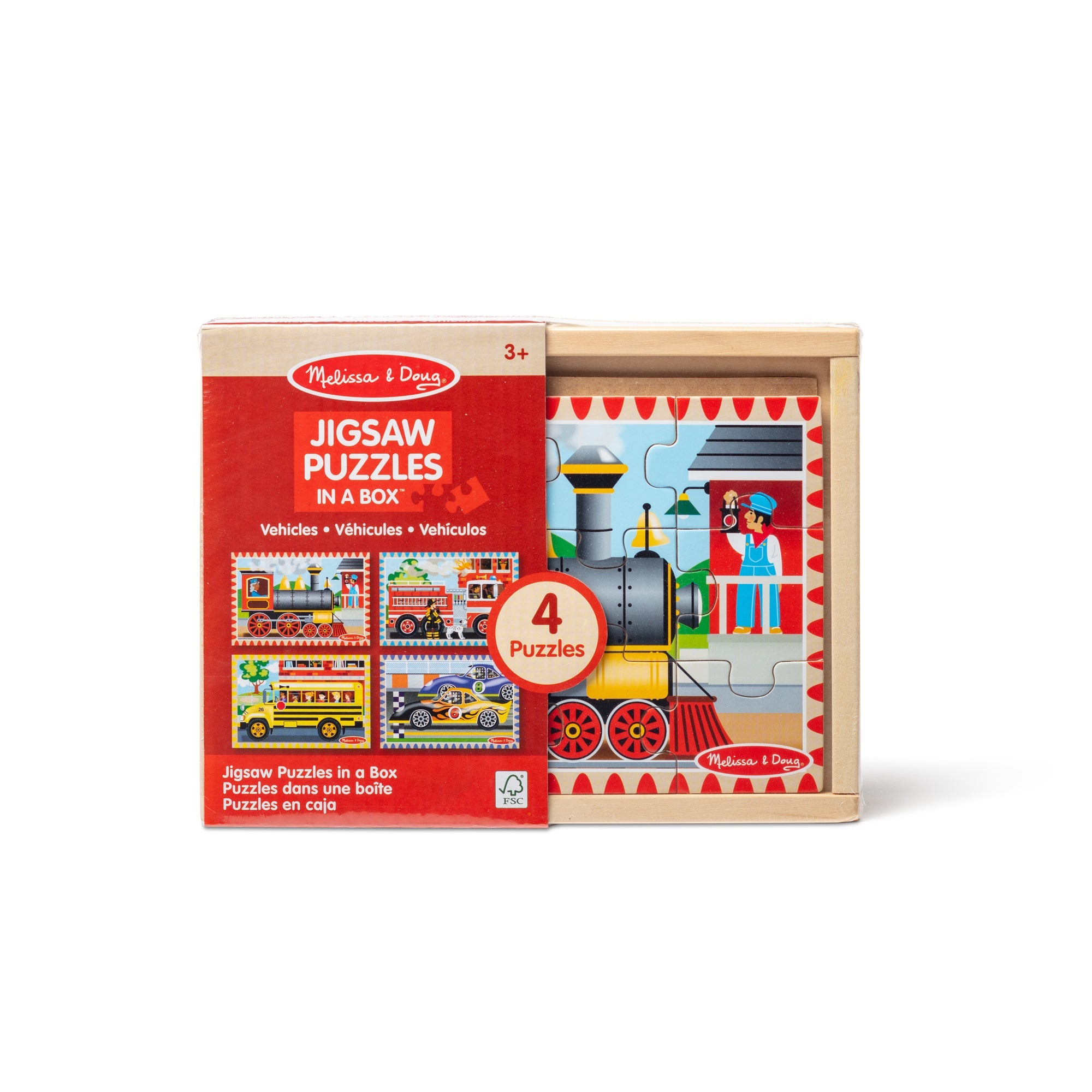 Wooden Jigsaw Puzzles in a Box - Vehicles