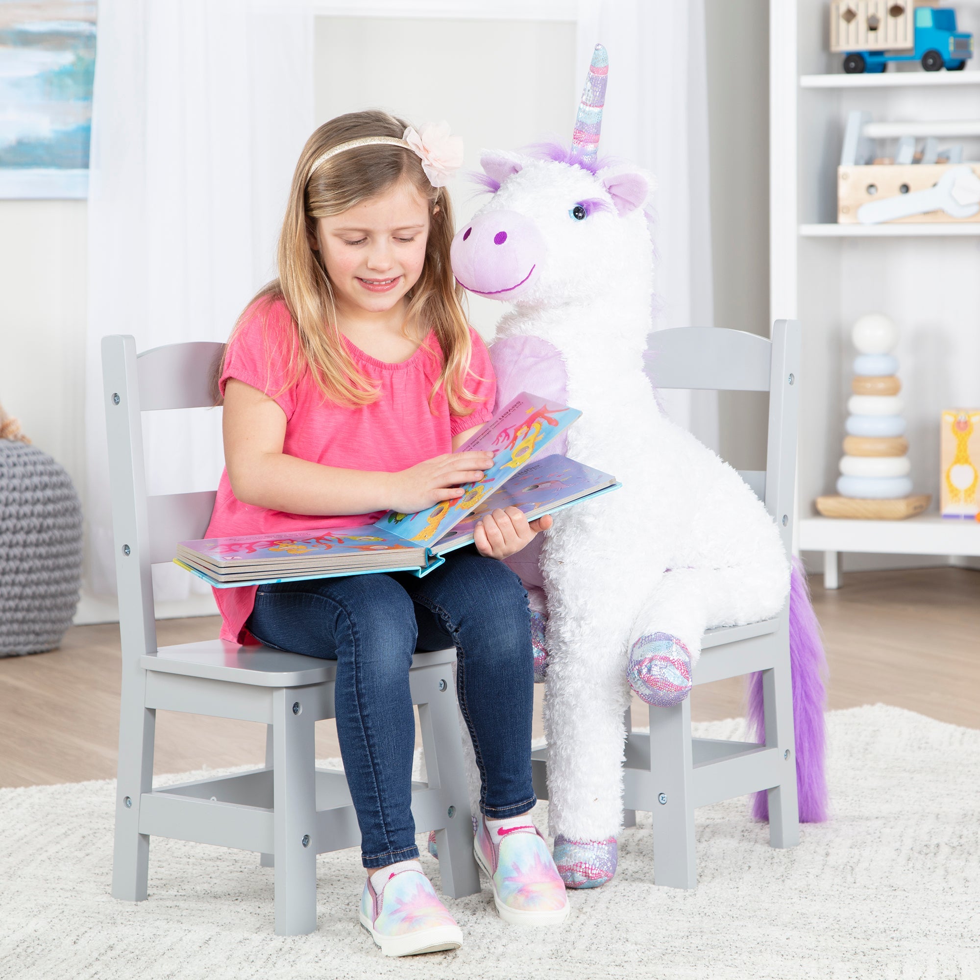 Child's Wooden Chair Pair – Gray