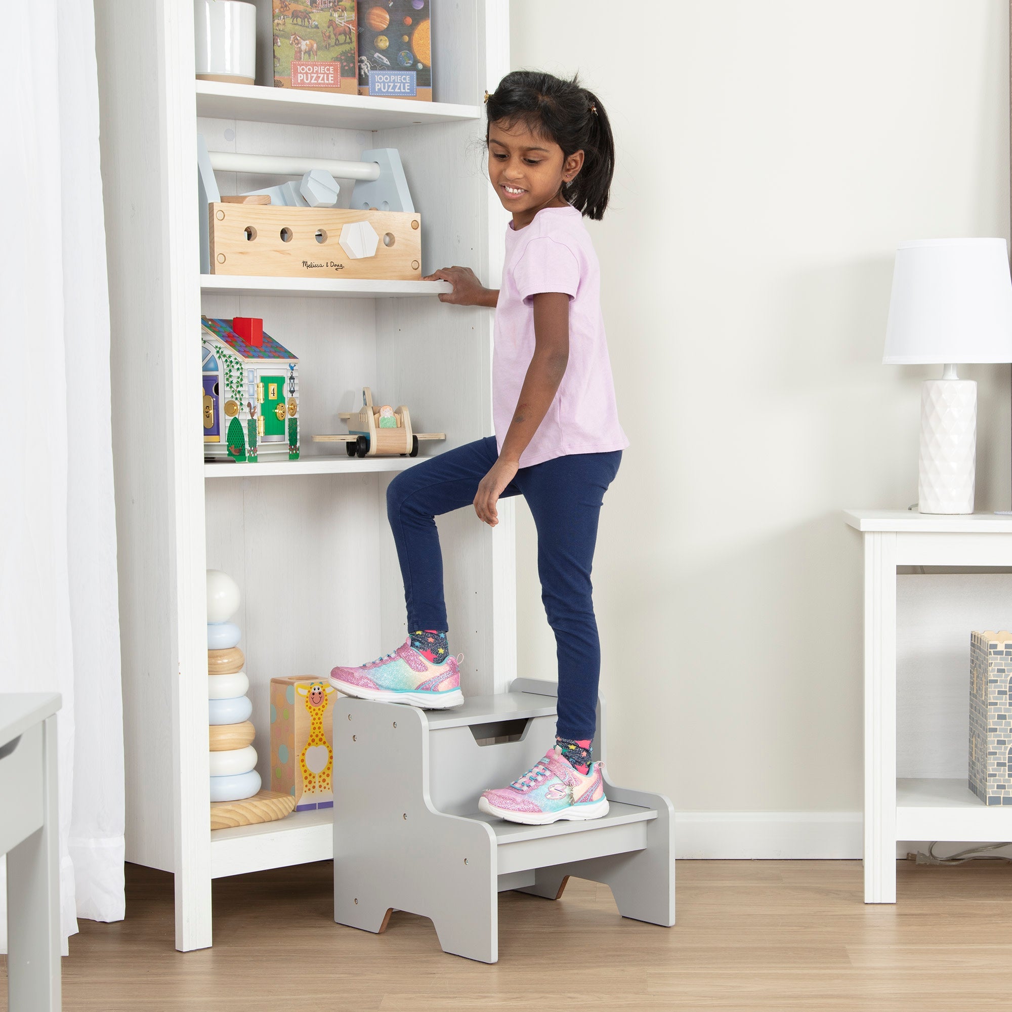 Wooden Step Stool – Gray